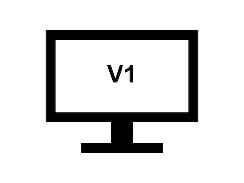 Computer with the word V1 inside