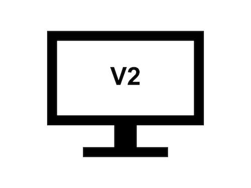 Computer with the word V2 inside